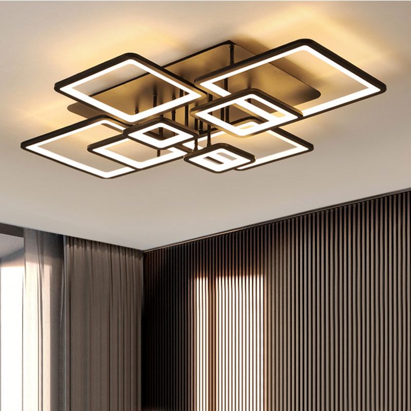 LED Chandelier with remote control ELLA 186W, 8 Squares, Cold/Warm/Neutral light, Dimmable, Black LED Chandeliers with Remote Control Default Title Alessandro Design