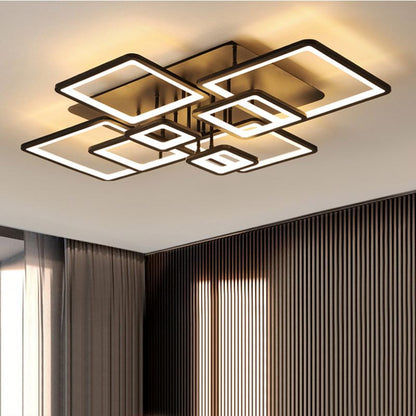 LED Chandelier with remote control ELLA 186W, 8 Squares, Cold/Warm/Neutral light, Dimmable, Black LED Chandeliers with Remote Control Default Title Alessandro Design
