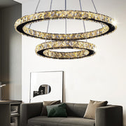 LED Chandelier with remote control and crystal PRISM LUMINIS 58W, 2 Circles, Cold/Warm/Neutral light, Dimmable, Chrome and White, Adjustable Height LED Chandeliers with Remote Control Default Title Alessandro Design