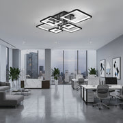 LED Chandelier with remote control ELLA 120W, 6 Squares, Cold/Warm/Neutral light, Dimmable, Black, Metal and Acrylic LED Chandeliers with Remote Control Default Title Alessandro Design