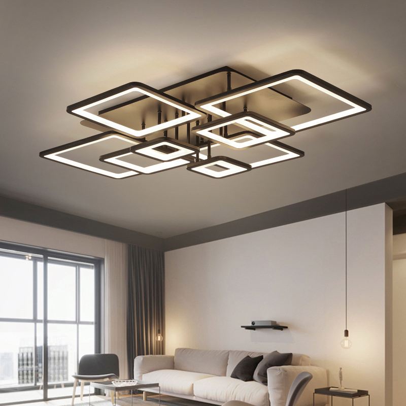 LED Chandelier with remote control ELLA 186W, 8 Squares, Cold/Warm/Neutral light, Dimmable, Black LED Chandeliers with Remote Control Default Title Alessandro Design