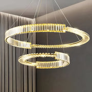 Suspended LED crystal chandelier PRISM REGAL 117W, 2 Circles, Cold/Warm/Neutral light, Dimmable, Golden, Height Adjustable Crystal LED Chandeliers Default Title Alessandro Design