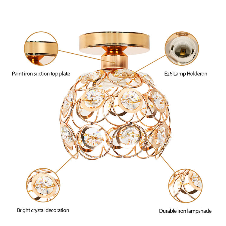 Vera Chandelier, 1xE27, D18H15cm, Gold, Metal and Crystal Classic Chandeliers Default Title Alessandro Design