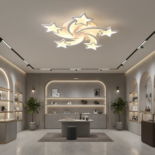 LED chandelier with remote control IPOMOEA 85W, 5 Stars, Cold/Warm/Neutral light, Dimmable, White LED chandelier with remote control Default Title Alessandro Design