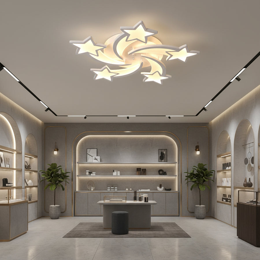 LED chandelier with remote control IPOMOEA 85W, 5 Stars, Cold/Warm/Neutral light, Dimmable, White LED chandelier with remote control Default Title Alessandro Design