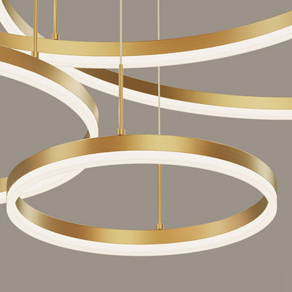Suspended LED chandelier with remote control PERU 150W, 3 Circles, Cold/Warm/Neutral light, Dimmable, Shiny Gold, Adjustable Height Modern Chandeliers Default Title Alessandro Design