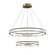 Suspended LED chandelier with remote control and crystal ROGER 100W, 2 Circles, Cold/Warm/Neutral light, Dimmable, Shiny Gold, Height Adjustable Crystal LED Chandeliers Default Title Alessandro Design