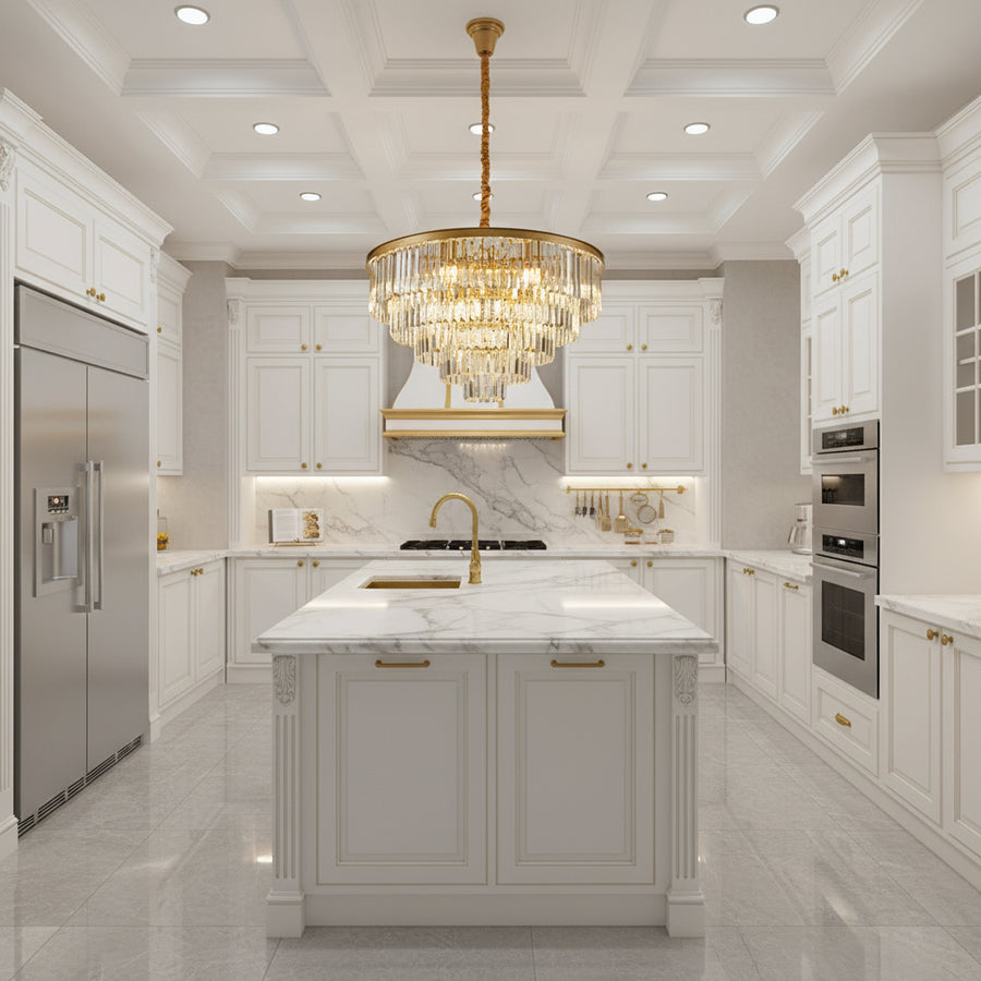 Crystal Chandelier CHAMBORD Eleganza 8xE14, Diameter 48cm, Matt Gold Crystal Chandeliers Default Title Alessandro Design