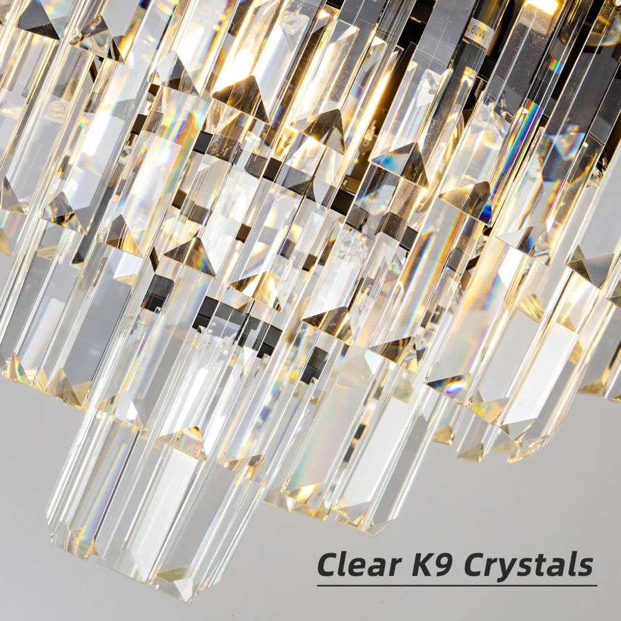 BLOIS Magno Crystal Chandelier 8x E14 D60 cm Black Gold Height Adjustable Crystal Chandeliers Default Title Alessandro Design