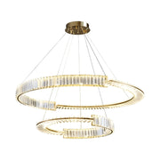 Suspended LED crystal chandelier PRISM REGAL 117W, 2 Circles, Cold/Warm/Neutral light, Dimmable, Golden, Height Adjustable Crystal LED Chandeliers Default Title Alessandro Design