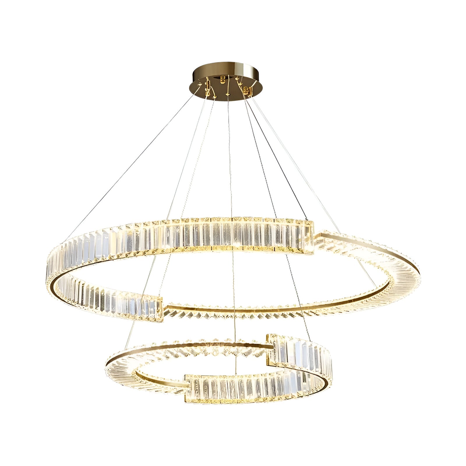 Suspended LED crystal chandelier PRISM REGAL 117W, 2 Circles, Cold/Warm/Neutral light, Dimmable, Golden, Height Adjustable Crystal LED Chandeliers Default Title Alessandro Design
