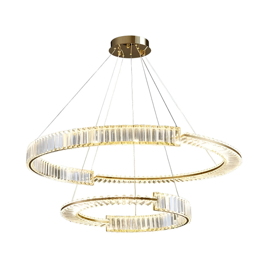 Suspended LED crystal chandelier PRISM REGAL 117W, 2 Circles, Cold/Warm/Neutral light, Dimmable, Golden, Height Adjustable Crystal LED Chandeliers Default Title Alessandro Design