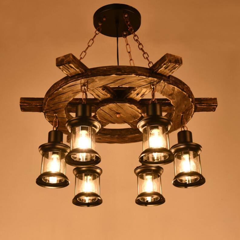 Lustra Vintage LV592/6BK, 6xE27, Rustic Barn, Sfoara si Metal, 70cm, Maro Lustre Vintage Default Title Alessandro Design
