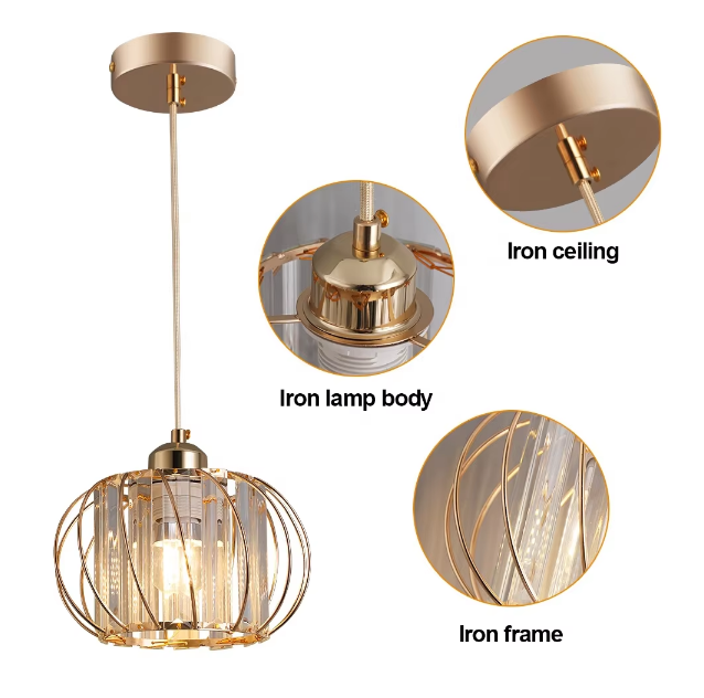 Lustra Clasica Moderna, Suspendata, Monica, 3 X E27, Auriu, Metal si Sticla, Inaltime Reglabila Lustre Clasice Default Title Alessandro Design