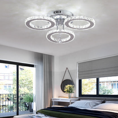 LED chandelier with remote control and crystal ALANUBIS 40W, 3 Circles, Cold/Warm/Neutral light, Dimmable, Shiny Chrome Crystal LED Chandeliers Default Title Alessandro Design