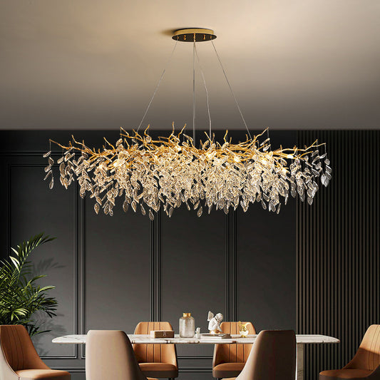 WALTZ Rhapsody Crystal Chandelier, 9x G9, Gold, 80cm, Adjustable Height Crystal Chandeliers Default Title Alessandro Design