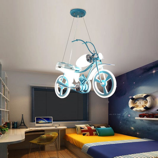 Lustra LED pentru copii MOTO, Tip motocicleta, 40W, Lumina Rece/Calda/Neutra, Albastru Alb Lustre Copii Default Title Alessandro Design