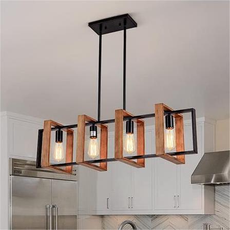 Lustra Vintage LV560/4BK, 4XE27, Rustic Barn, Lemn si Metal, 85cm, Negru Lustre Vintage Default Title Alessandro Design