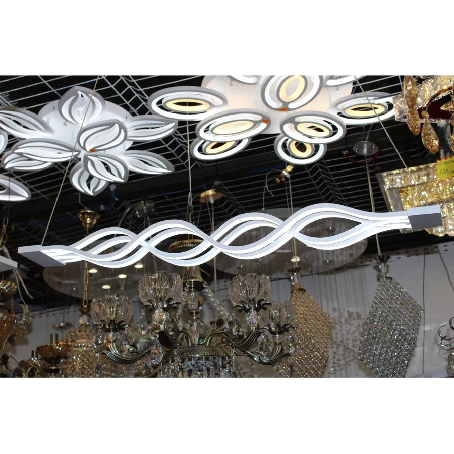 Suspended LED chandelier with remote control WAVE 89W, Linear, Cold/Warm/Neutral light, Dimmable, White, Height Adjustable LED Chandeliers with Remote Control Default Title Alessandro Design