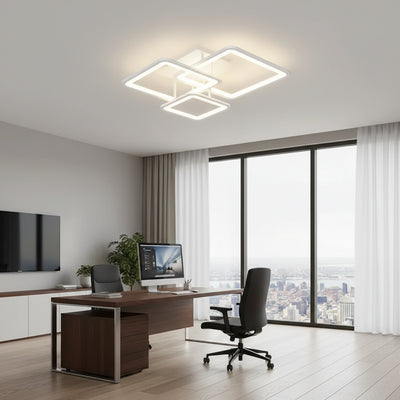 LED chandelier with ZOE remote control, 60W, 3 Squares, Cold/Warm/Neutral light, Dimmable, White