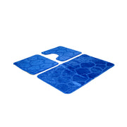 Set of 3 Bath Mats, 50x40 cm, Blue, Non-slip