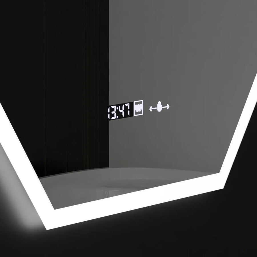 Polygon LED Mirror, 60X80cm, Hexaluce Marcello MotionGlow Sensor, De-fogging System, Clock & Thermometer, Dimabila Marcello Mirrors Default Title Alessandro Design