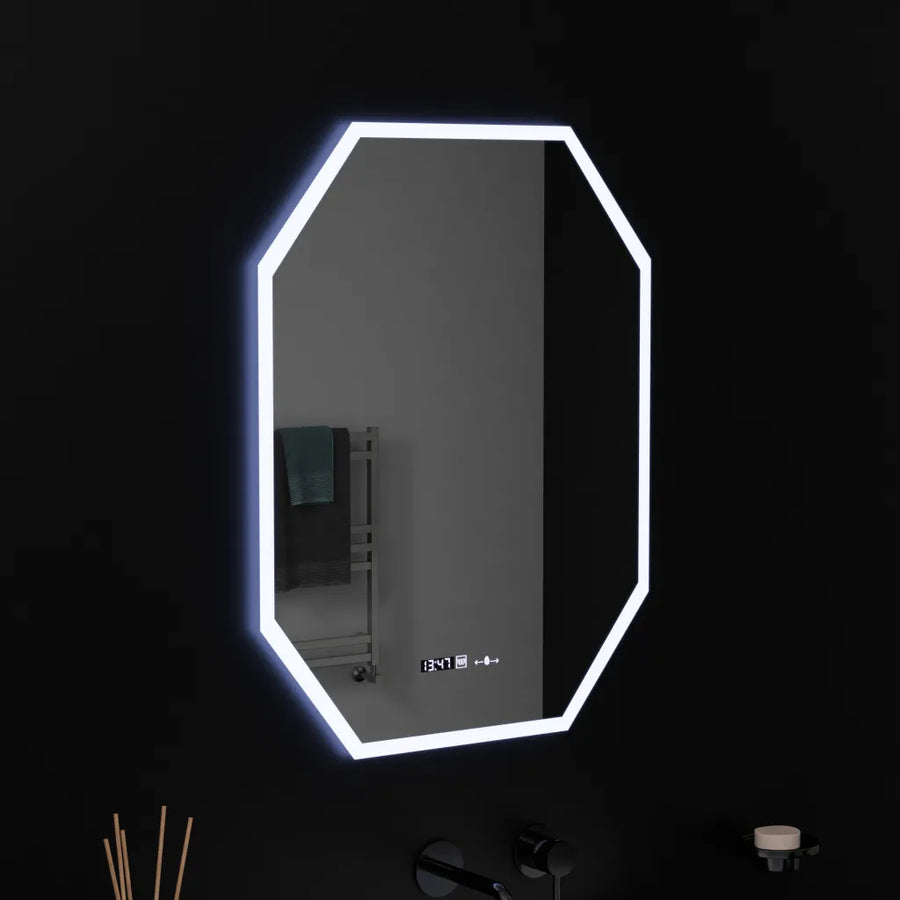 Polygon LED Mirror, 60X80cm, Hexaluce Marcello MotionGlow Sensor, De-fogging System, Clock & Thermometer, Dimabila Marcello Mirrors Default Title Alessandro Design