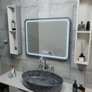 Rectangular LED Mirror 90x75cm EDGE Touch Demister System, Black Frame Mirrors Korman E Default Title Alessandro Design