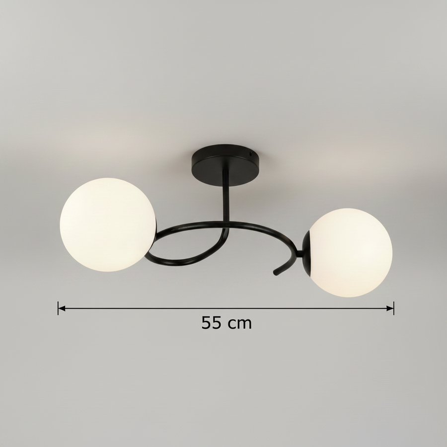Lustra LED si cristal ORBIT, 55cm, 2xE27, Globuri, Negru