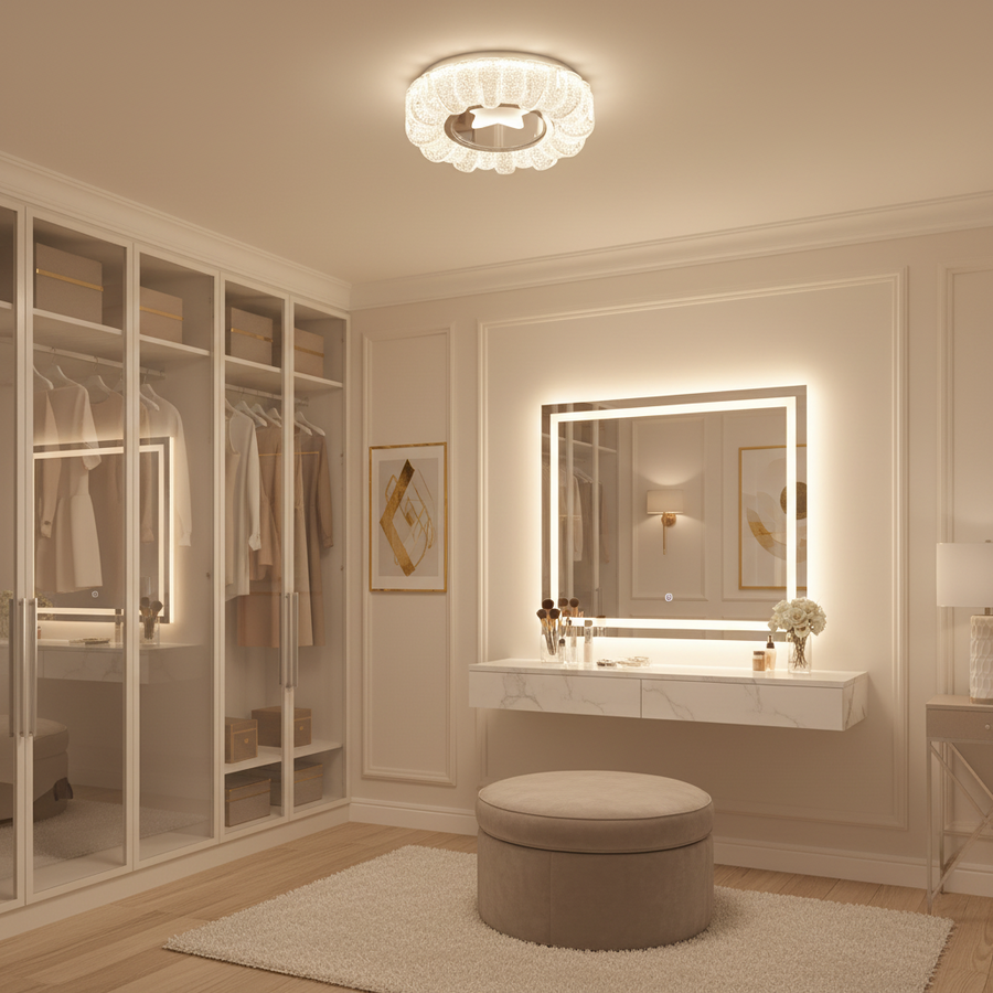 Lustra LED STARR Petito, 21W, Diametru 19cm, Lumina Calda/Neutra/Rece, Alb, Metal si Cristal