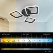 LED Chandelier PULSARIS 40W, 3 Squares, Cold/Warm/Neutral light, Black LED Chandeliers Default Title Alessandro Design