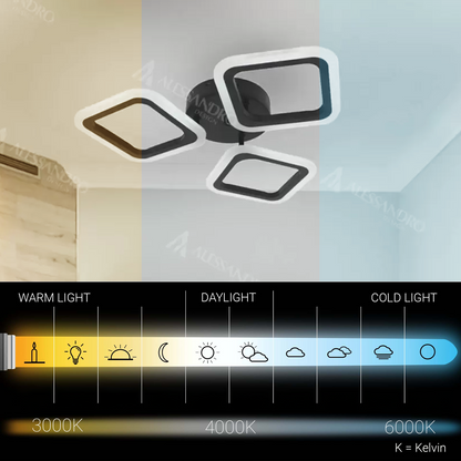 LED Chandelier PULSARIS 40W, 3 Squares, Cold/Warm/Neutral light, Black LED Chandeliers Default Title Alessandro Design