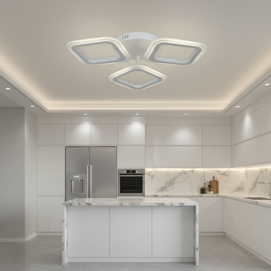 LED Chandelier ERIKA 20W, 3 Squares, Neutral Light 4000k, White, Metal and Acrylic Applied LED Chandeliers Default Title Alessandro Design