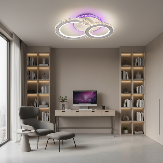 LED chandelier with remote control and crystal NOVA ROTONDA RGB 42W, 2 Circles, Cold/Warm/Neutral light, Dimmable, White LED chandelier with remote control Default Title Alessandro Design