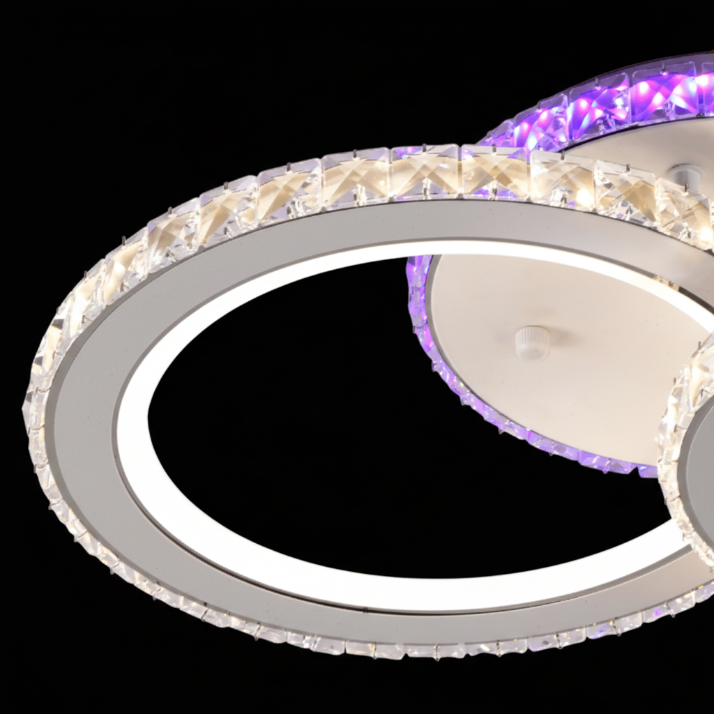 LED chandelier with remote control and crystal NOVA ROTONDA RGB 42W, 2 Circles, Cold/Warm/Neutral light, Dimmable, White LED chandelier with remote control Default Title Alessandro Design
