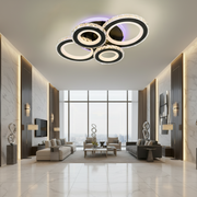 LED Chandelier with remote control and crystal NOVA ROTONDA RGB 82W, 4 Circles, Cold/Warm/Neutral light, Dimmable, Black LED Chandeliers with Remote Control Default Title Alessandro Design