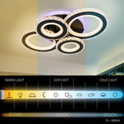 LED Chandelier with remote control and crystal NOVA ROTONDA RGB 82W, 4 Circles, Cold/Warm/Neutral light, Dimmable, Black LED Chandeliers with Remote Control Default Title Alessandro Design