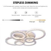 LED chandelier with remote control and crystal NOVA ROTONDA RGB 145W, 6 Circles, Cold/Warm/Neutral light, Dimmable, White Crystal LED Chandeliers Default Title Alessandro Design