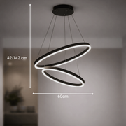 Suspended LED Chandelier with Remote Control CASIANA 40W, 2 Circles, Cold/Warm/Neutral Light 3000K/4000K/6000K, Dimmable, Black, Adjustable Height, Metal and Acrylic LED Chandeliers with Remote Control Default Title Alessandro Design