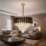 Crystal Chandelier VERSAILLES Nobile 5xE14, Diameter 40cm, Shiny Gold and Black Crystal Chandeliers Default Title Alessandro Design