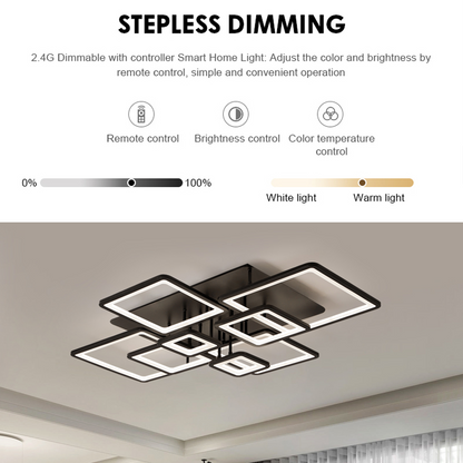 LED Chandelier with remote control ELLA 186W, 8 Squares, Cold/Warm/Neutral light, Dimmable, Black LED Chandeliers with Remote Control Default Title Alessandro Design