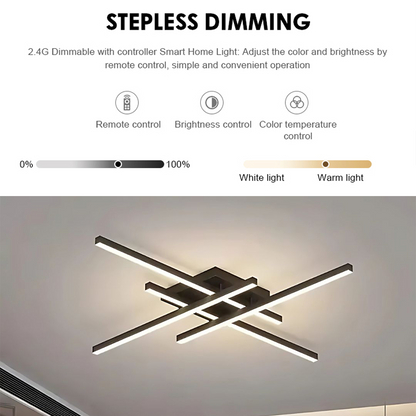 LED Chandelier with Remote Control LINEX, 52W, 4 Elements, Linear, Cold/Warm/Neutral light, Dimmable, Black LED Chandeliers with Remote Control Default Title Alessandro Design