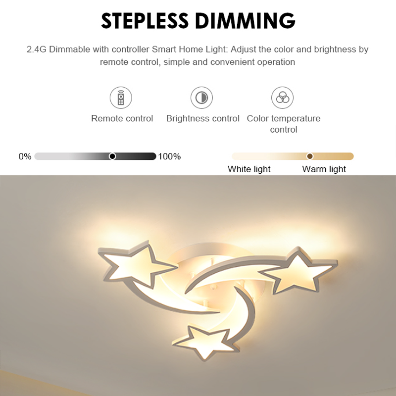 LED chandelier with remote control IPOMOEA 51W, 3 Stars, Cold/Warm/Neutral light, Dimmable, White LED chandelier with remote control Default Title Alessandro Design