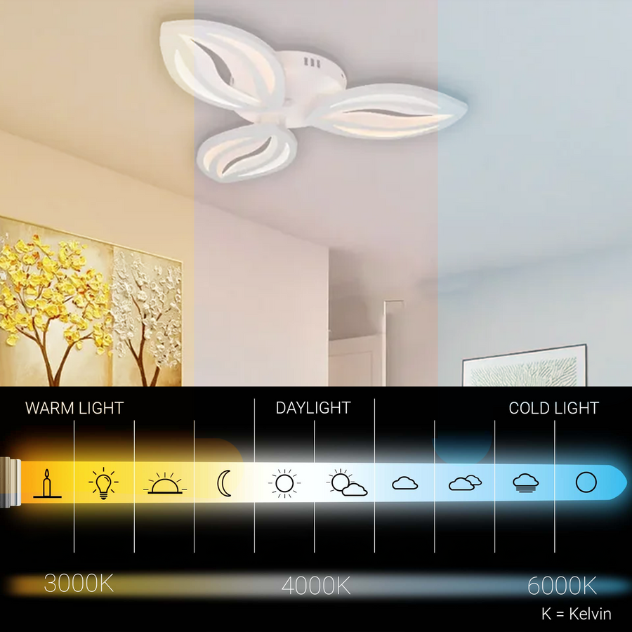 LED chandelier with remote control ORCHID 40W, 3 Petals, Cold/Warm/Neutral light, Dimmable, White LED chandelier with remote control Default Title Alessandro Design