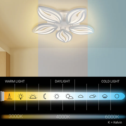 LED chandelier with remote control ORCHID 66W, 5 Petals, Cold/Warm/Neutral light, Dimmable, White LED chandelier with remote control Default Title Alessandro Design