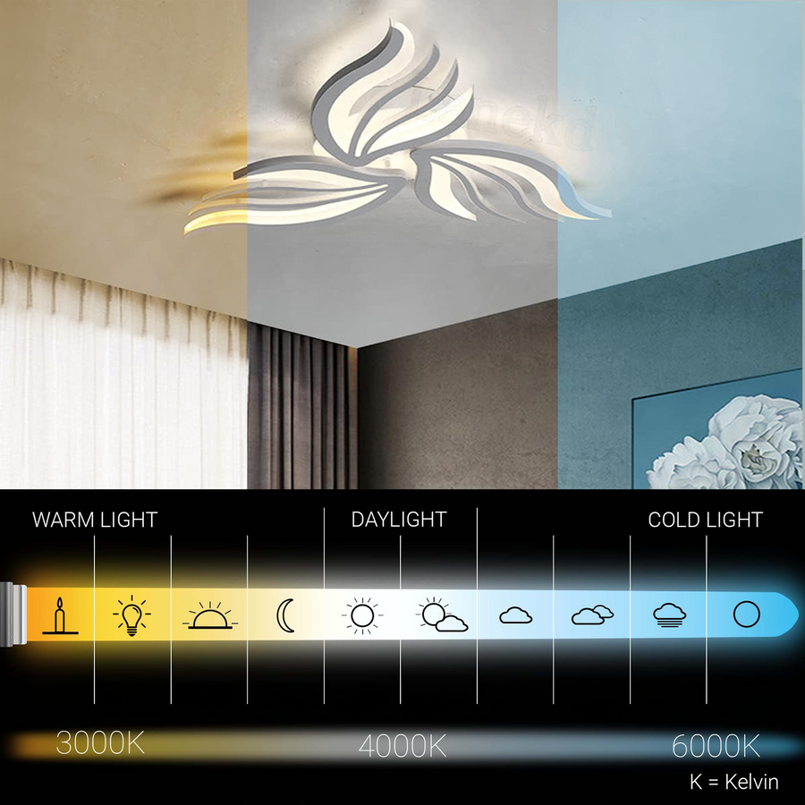 LED chandelier with remote control SAKURA 37W, 3 Petals, Cold/Warm/Neutral light, Dimmable, White LED chandelier with remote control Default Title Alessandro Design
