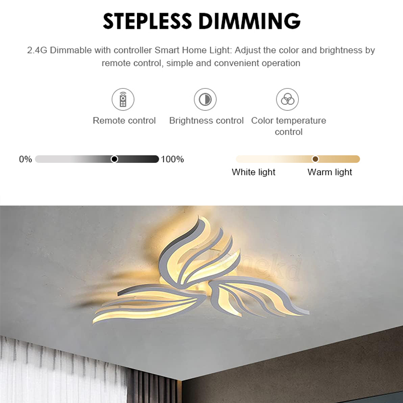 LED chandelier with remote control SAKURA 37W, 3 Petals, Cold/Warm/Neutral light, Dimmable, White LED chandelier with remote control Default Title Alessandro Design