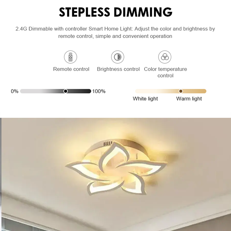 LED chandelier with remote control LOTUS 54W, 5 Petals, Cold/Warm/Neutral light, Dimmable, White LED chandelier with remote control Default Title Alessandro Design