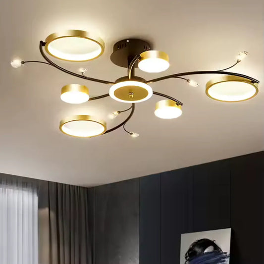 Lustra LED cu Telecomnda KARINA, 31W, 6 Elemente, Lumina Calda/Rece/Neutra, Dimabila, Auriu Lustre LED cu Telecomanda Default Title Alessandro Design