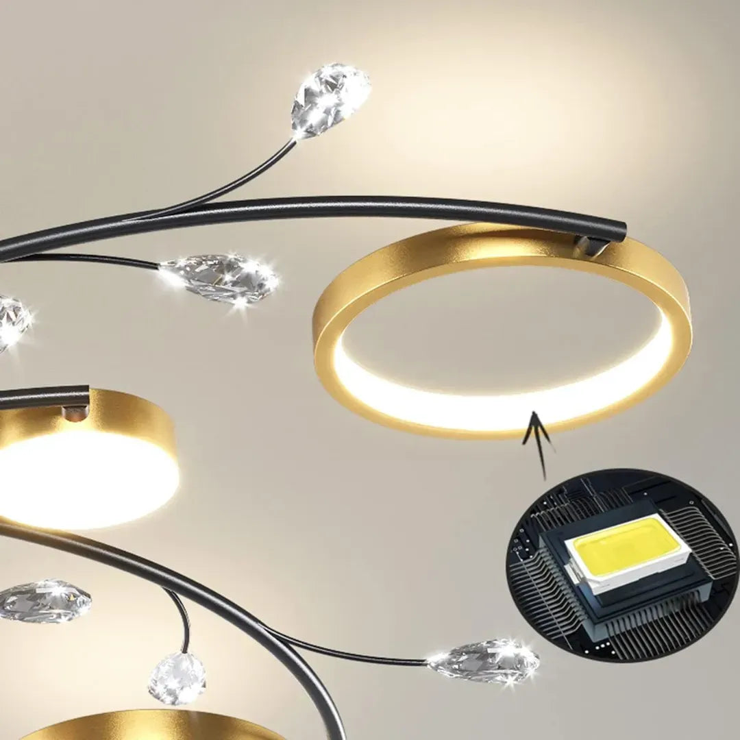 Lustra LED cu Telecomnda KARINA, 31W, 6 Elemente, Lumina Calda/Rece/Neutra, Dimabila, Auriu Lustre LED cu Telecomanda Default Title Alessandro Design
